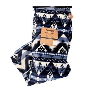 Wrangler Jesse Blue Aztec Plush Throw Blanket Large Super Soft 60 x 70 NEW